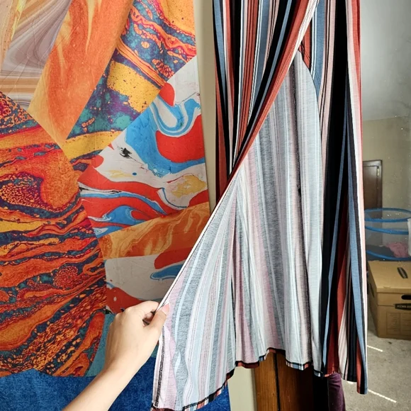 ✨ Charlotte Russe Multicolor Striped Floor Length High Slit Skirt - Size M - Picture 3 of 8